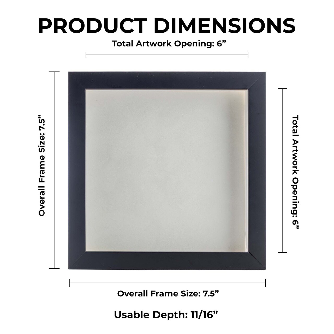 Classic Black Wood Shadown Box Frame with Acrylic Front - White Suede Backing, 30 Sizes